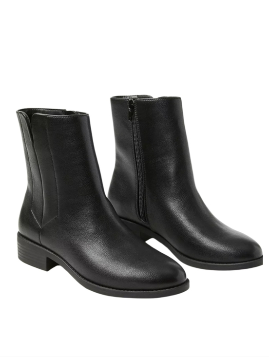 LOFT Shoes - NEW! ANN TAYLOR LOFT Minimalist Flat Ankle Boot Classic Black Faux Leather 8.5.